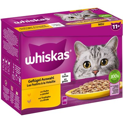 Whiskas Senior Pouches 12 x 85g 11+ Poultry Selection in Jelly