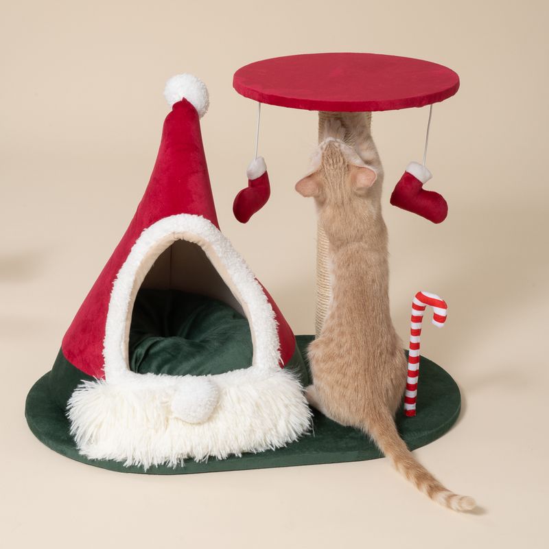 TIAKI Scratching Post with Christmas Teepee Red