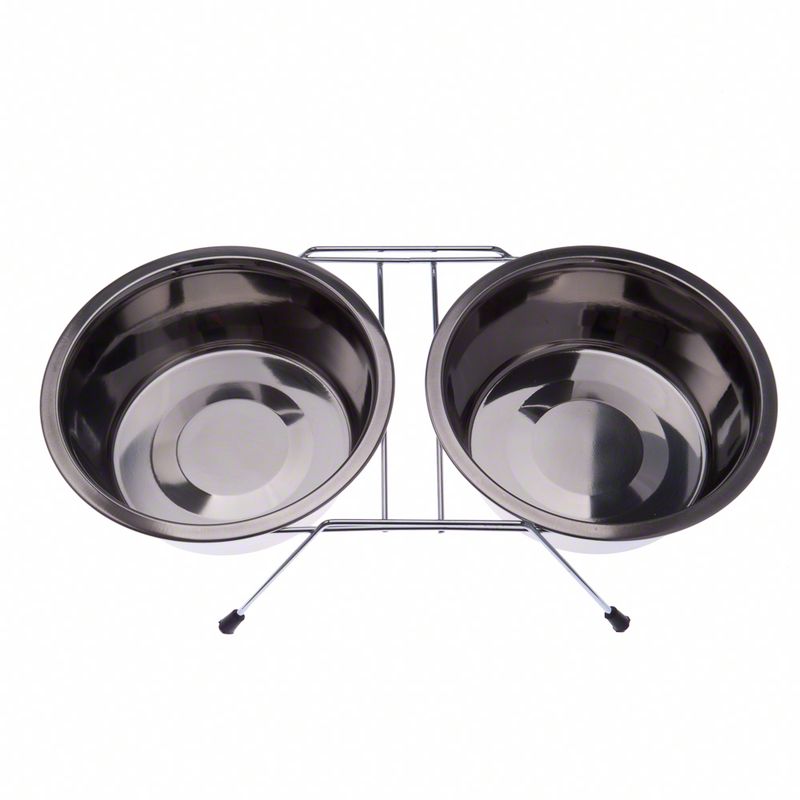 Dual Stainless Steel Dog Bowl on Stand 2 x 350 ml, diameter: 13cm