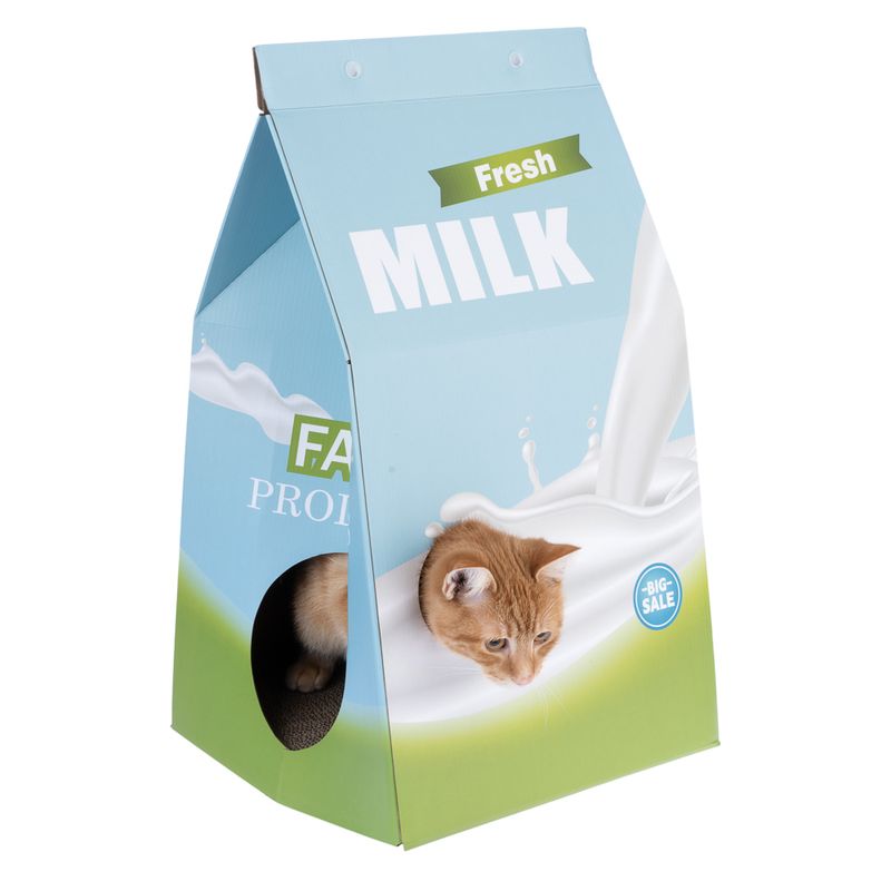 TIAKI Milk Carton Cat Cave & Scratching Furniture 33 x 31 x 55 cm (L x W x H)