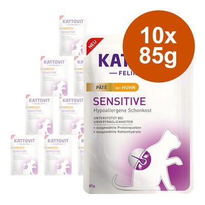 Kattovit Sensitive Paté 10 x 85g With Chicken