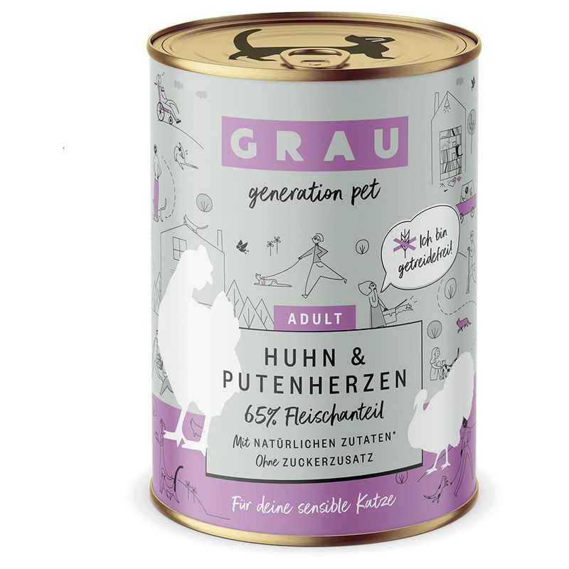 GRAU Gourmet Adult Grain-Free 6 x 400g Chicken & Turkey Hearts