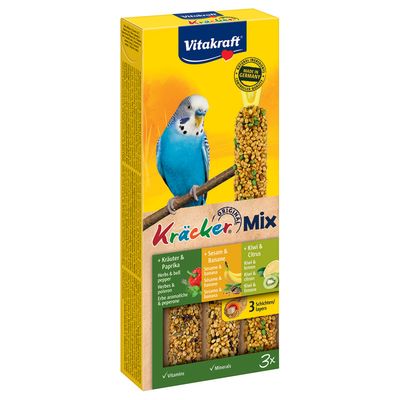 Vitakraft Budgies Crackers Trio-Mix 3 Sticks: Sesame Seeds/Herbs/Kiwi