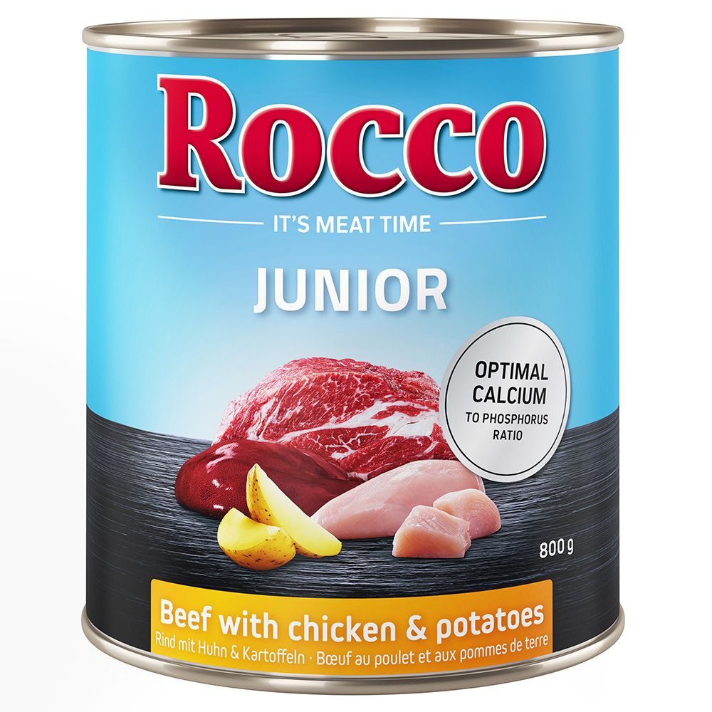 Rocco Junior 6 x 800g Turkey with Chicken Hearts & Rice