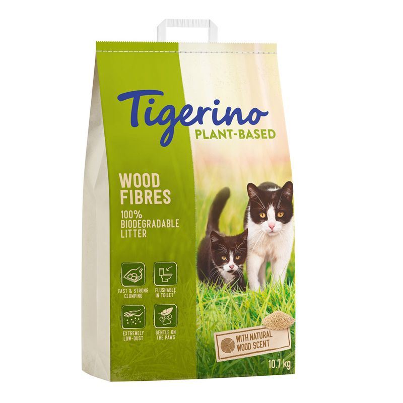 Tigerino Plant-Based Litter Wood Fibre - Natural Wood Scent (Unscented) 7l (3kg)