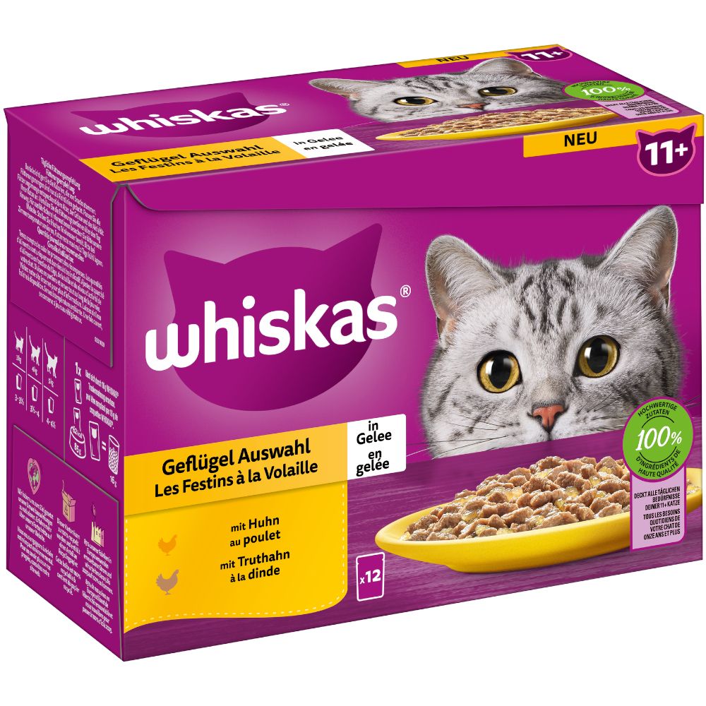 Whiskas Senior Pouches 12 x 85g 11+ Poultry Selection in Jelly