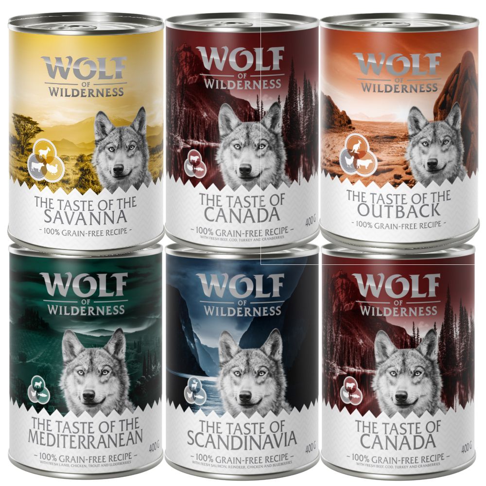 Wolf of Wilderness Adult “The Taste of” Mixed Pack 6 x 400g Mixed Pack (5 Varieties)