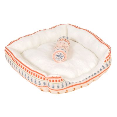 TIAKI Bed & Blanket Set with Nordic Winter Pattern Size M: 72 x 62 x 17 cm (L x W x H)