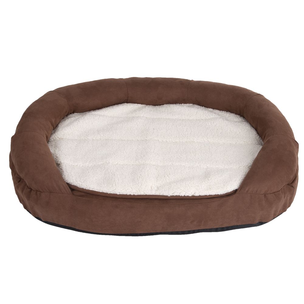 Oval Memory Foam Dog Bed - Brown 100 x 65 x 24 cm (L x W x H)