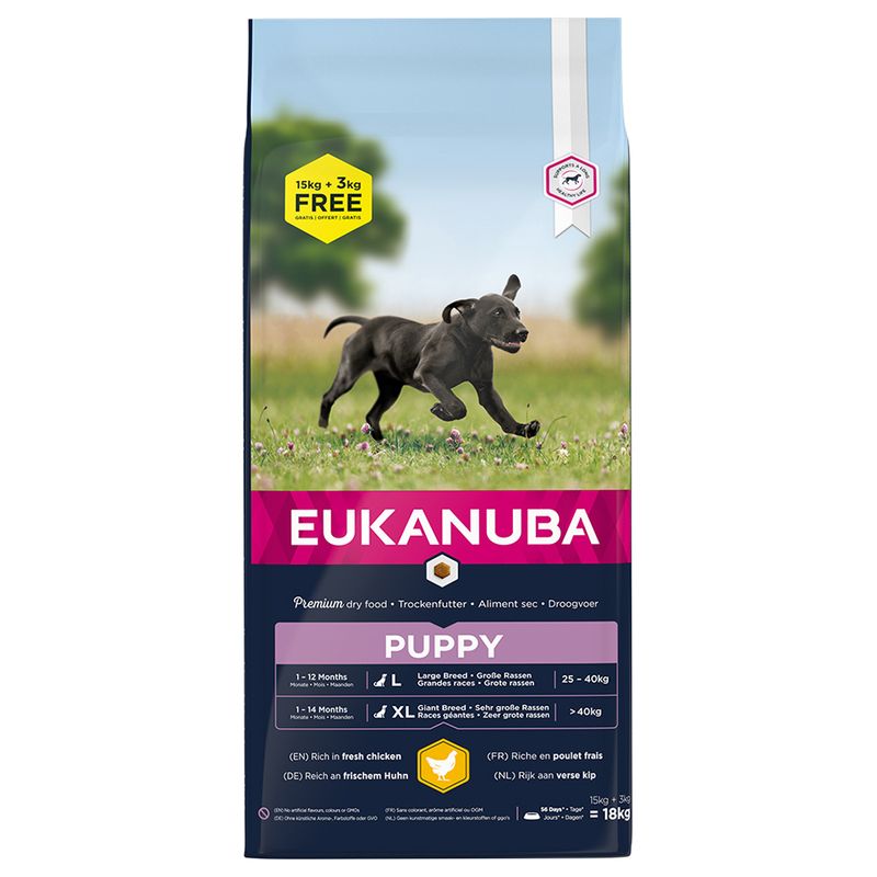18kg Eukanuba Dry Dog Food - 15kg + 3kg Free! * Adult Large Breed - Chicken (18kg)