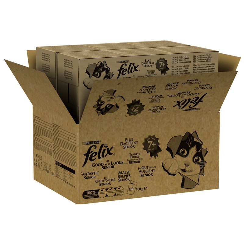 Felix Senior As Good As It Looks Mega Pack 120 x 85g Beef, Salmon, Chicken & Tuna
