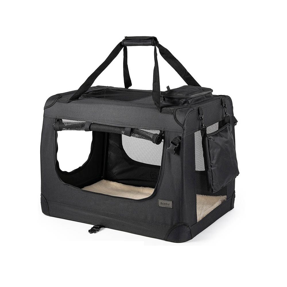 Lionto Dog Transport Box Made of Textile - Black 34 x 50 x 36cm (W x L x H)