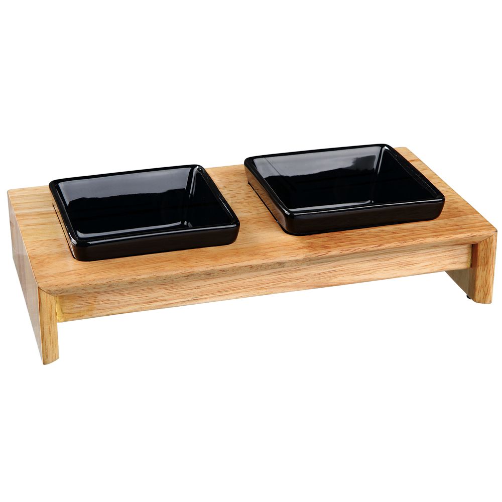 Trixie Ceramic & Wood Feeding Bowl Set 2 x 0.2 litre