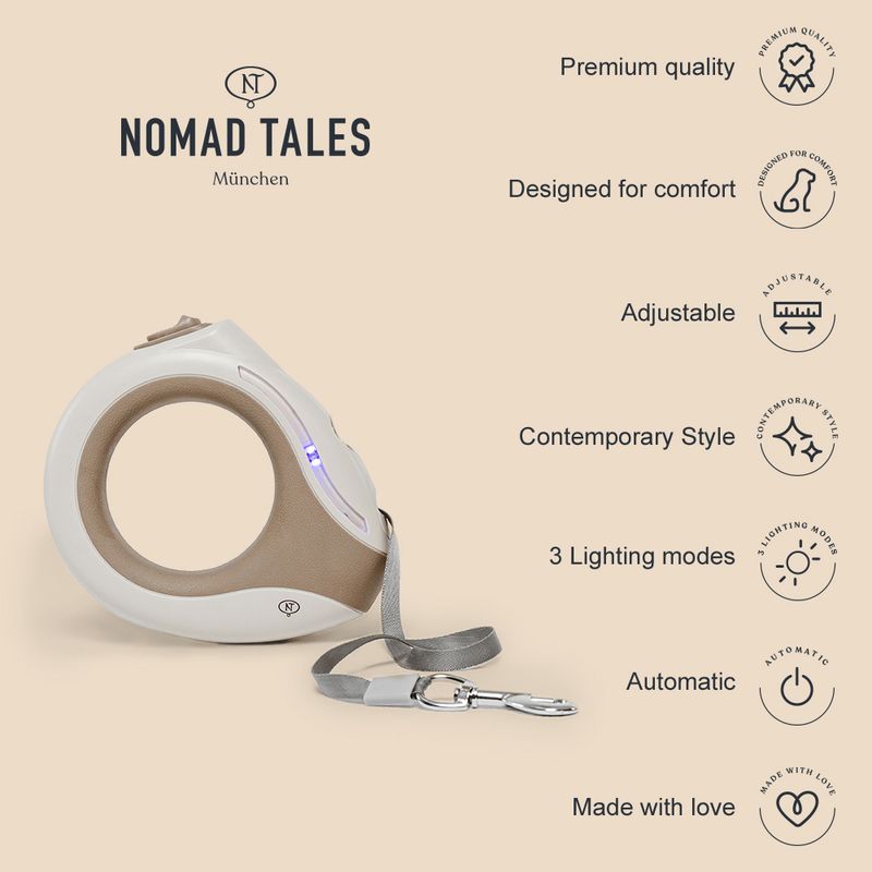 Nomad Tales Calma Retractable Lead with LED up to 15kg, approx. 3m (L)