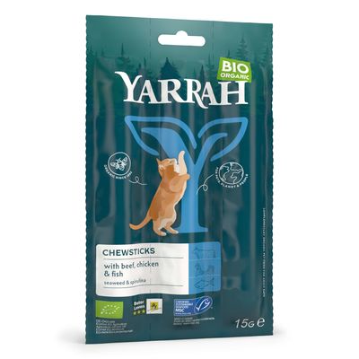 Yarrah Organic Chewsticks with Organic Beef, Organic Chicken & Fish 15g