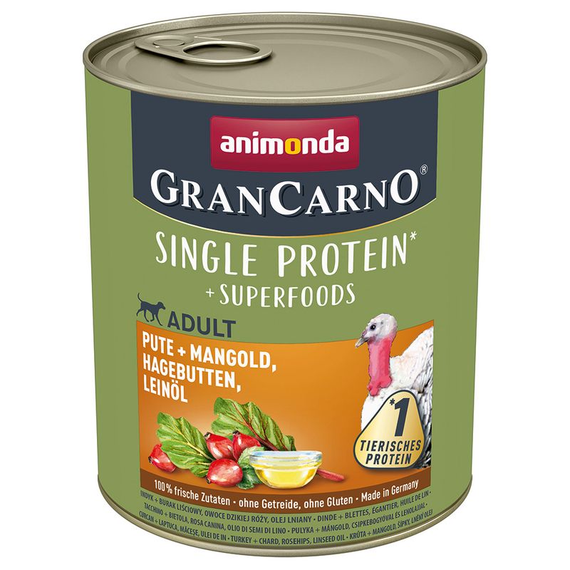 animonda GranCarno Superfoods Adult 24 x 800g Chicken, Spinach, Raspberries & Pumpkin Seeds