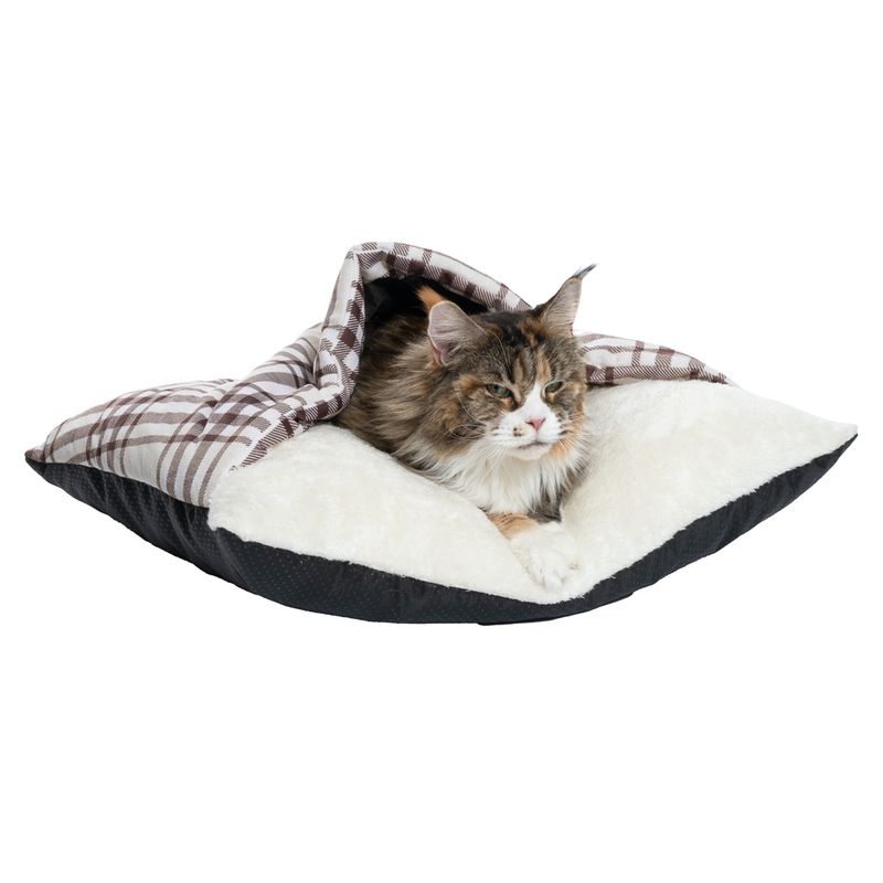 zooplus Basics Checked Cuddle Bed Cushion 60 x 50 x 15 cm (L x W x H)