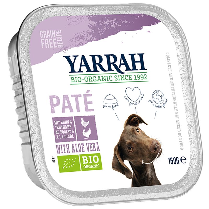 Yarrah Organic Trays Pâté Saver Pack 24 x 150g Organic Beef with Organic Spirulina