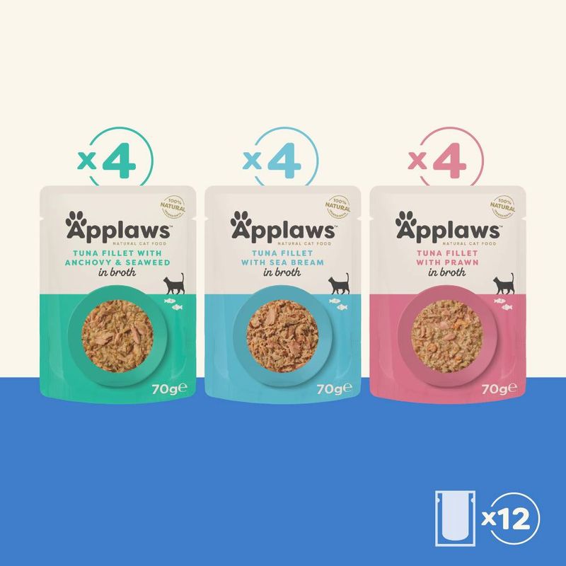 Applaws Pouches Cat Food in Broth Mixed Pack 12 x 70g Fish selection