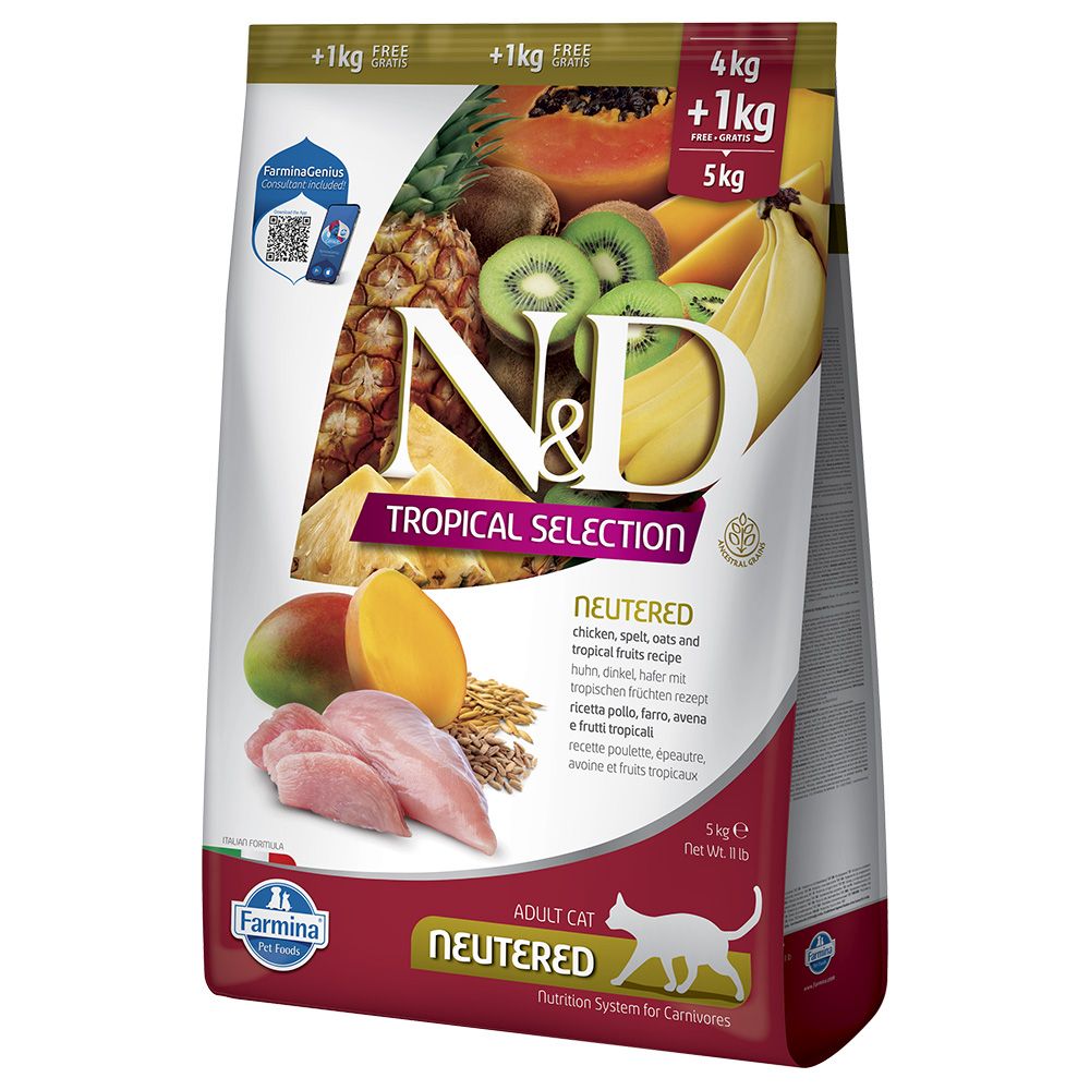 N&D Cat Tropical Selection Neutered with Chicken 5kg (4kg + 1kg)