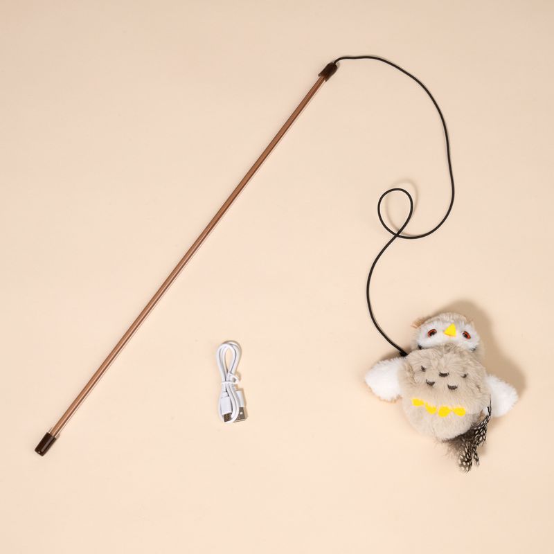 TIAKI Electronic Cat Dangler Toy Owl with Feathers 1 Dangler Toy