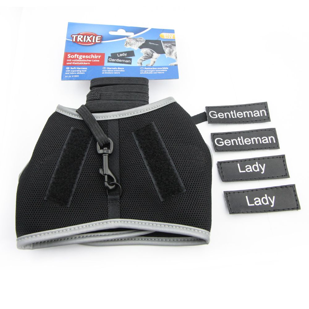 Trixie XCat XL Harness with Lead and Exclusive Stickers Black