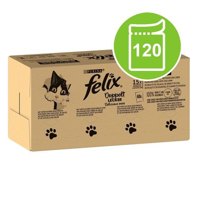 Felix As Good As It Looks Doubly Delicious Mega Pack 120 x 85g Double Meat in Jelly