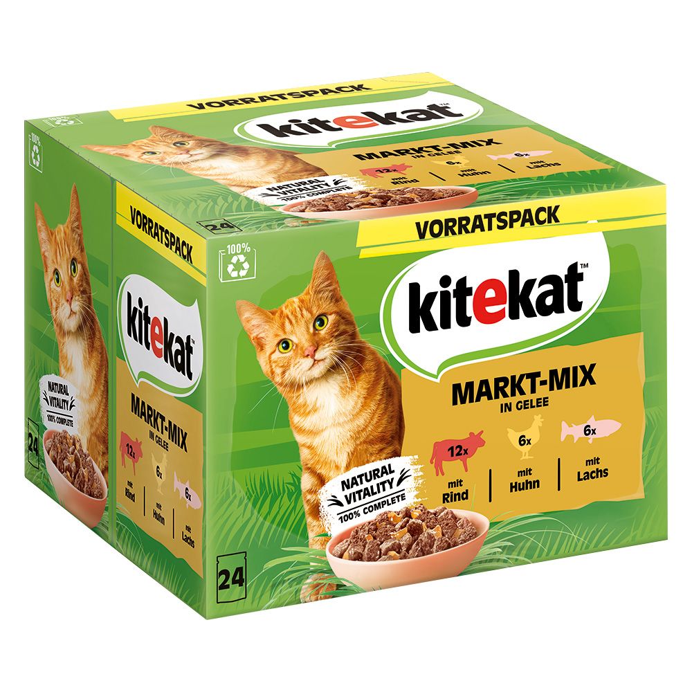 Kitekat Variety Pouches 24 x 85g Market Mix in Jelly