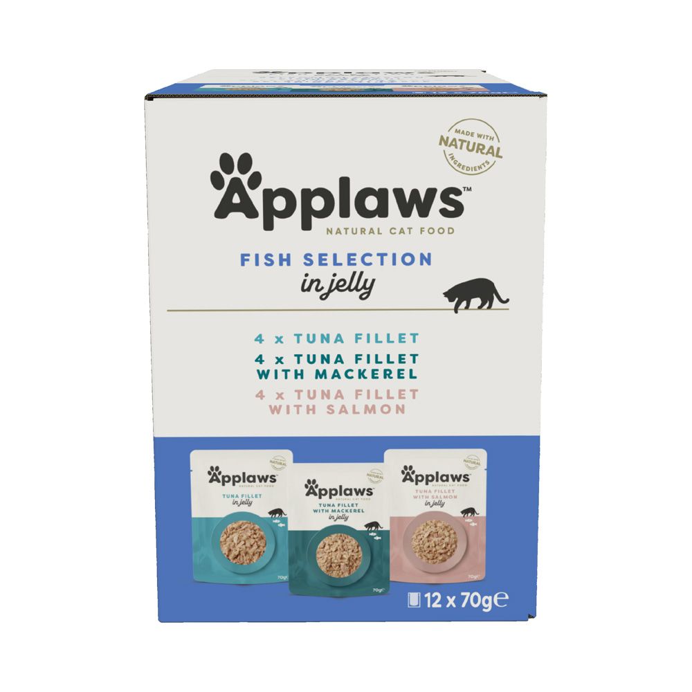 Applaws Pouches Cat Food in Jelly Mixed Pack 12 x 70g Fish Selection - 3 Varieties (12 x 70g)