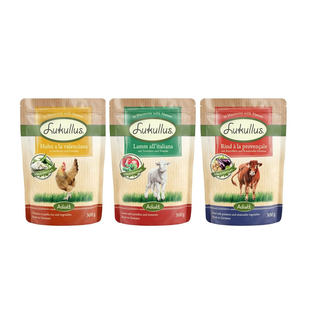 Lukullus Pouches Mixed Saver Pack 24 x 300g Mediterranean Mixed Saver Pack