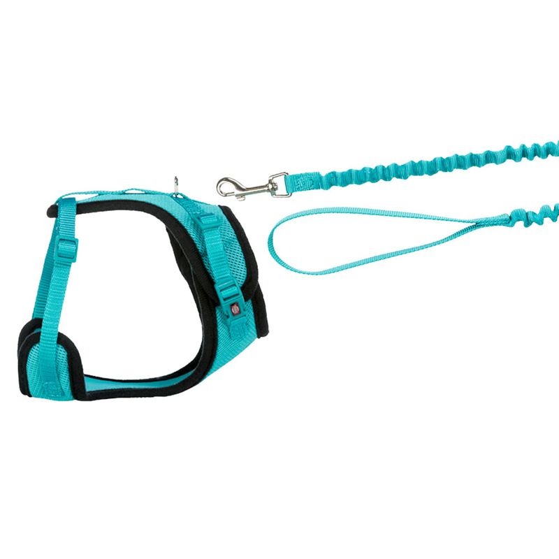 Trixie Mesh Y-Harness with Elastic Leash turquoise
