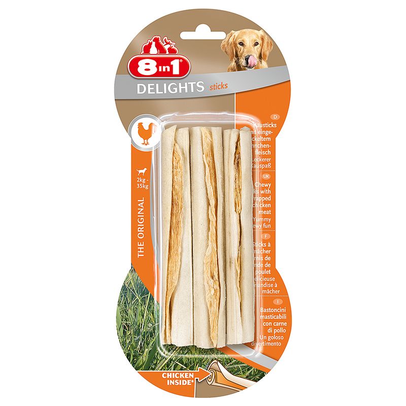 8-in-1 Delights Chicken Dog Chews 3 Pack Chew Stick, 75g