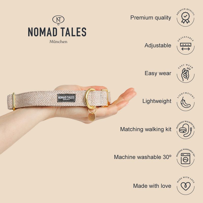 Nomad Tales Calma Collar, sand Size XS: 24 - 36 cm neck circumference, W 10 mm