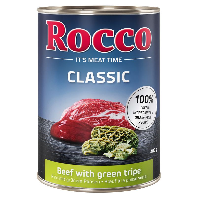 Rocco Classic Mixed Trial Pack 6 x 400g Topseller Mix: Pure Beef, Beef/Poultry Hearts, Beef/Chicken