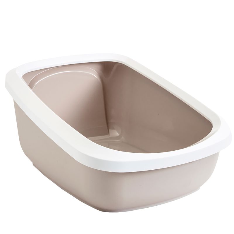Savic Aseo Jumbo Cat Litter Tray with High Edge - 67.5cm Light Grey / White