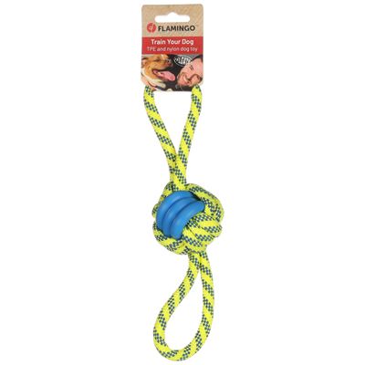 Flamingo Dog Toy Tofla Tug Rope with Rope Ball W 7 x L 30cm