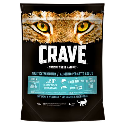 Crave Adult Salmon & Whitefish Dry Cat Food 750g