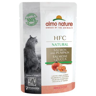 Almo Nature HFC Natural Pouch Saver Pack 12 x 55g Salmon & Pumpkin
