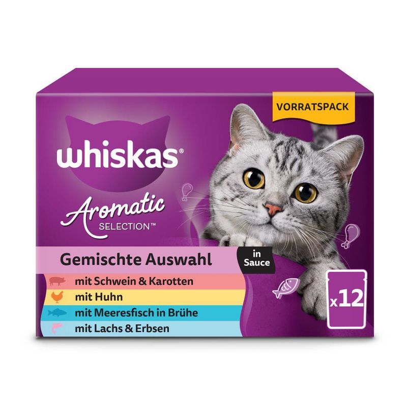 Whiskas 1+ Aromatic Selection Saver Pack 96 x 85g Mixed Selection in Gravy