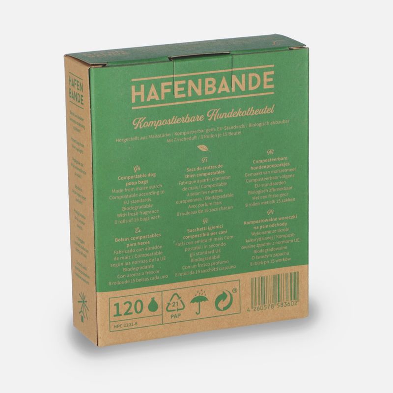 HAFENBANDE Compostable Poop Bags 8 Rolls of 15 Bags