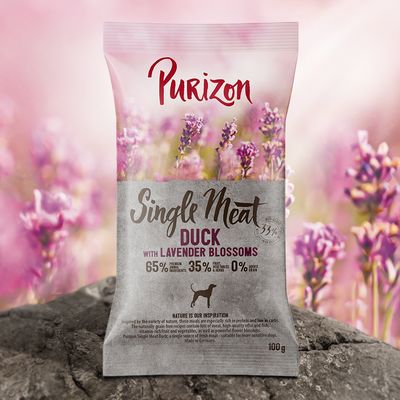 Purizon Single Meat Adult Dog – Grain-Free Duck with Lavender Blossoms 100g