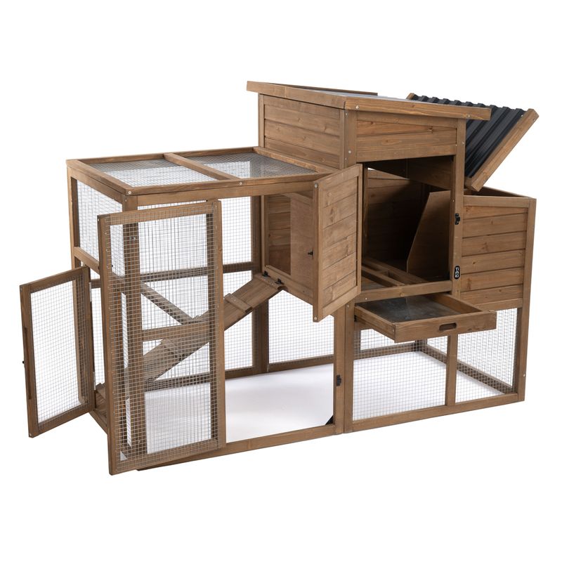 TIAKI Ranch Wooden Chicken Coop (Optionally Expandable) Attached Enclosure: 116 x 78 x 89.8 cm (L x W x H)
