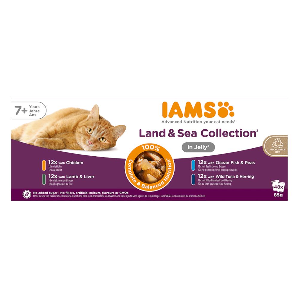 IAMS Advanced Nutrition Senior 7+ Land & Sea Collection in Jelly 48 x 85g