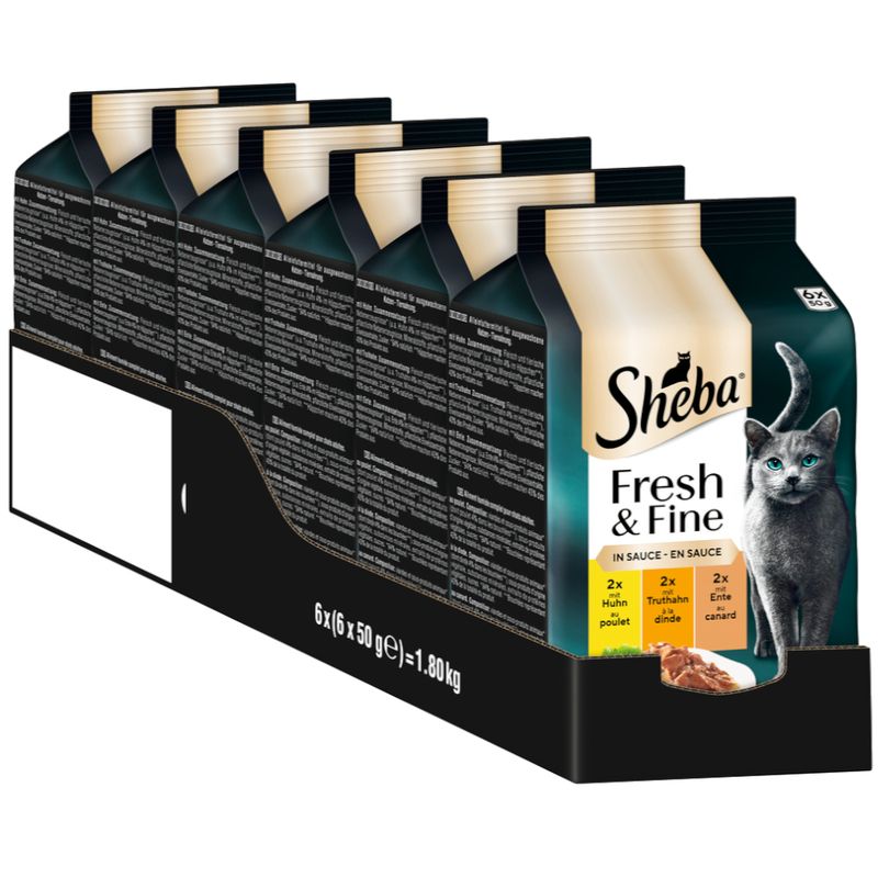 Sheba Fresh Choice Mini Pouches 6 x 50g Chicken, Turkey & Duck in Gravy
