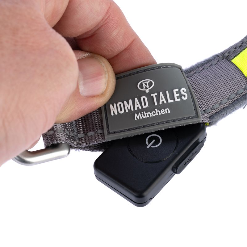 Nomad Tales Spirit USB LED Jogging Lead - Neon Yellow & Grey 180 - 250 cm Length, 25mm Width