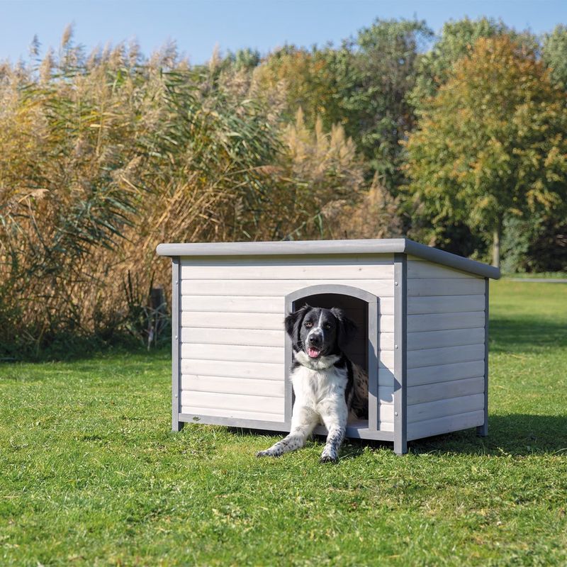 Trixie Classic dog kennel: Natura flat roof kennel Size S-M: W 85 x D 60 x H 58 cm, grey