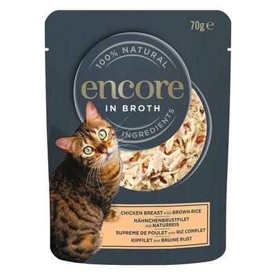 Encore Cat Broth Pouch 16 x 70g Chicken with Brown Rice