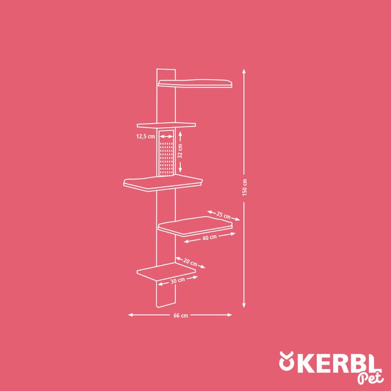 Kerbl Pet Timber Wall Scratching Post for Cats Natural / Grey