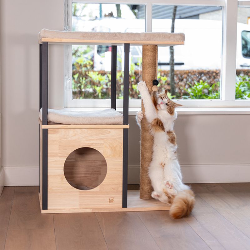 Designed by Lotte Nala Wooden Scratching Post Natural