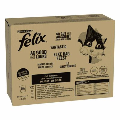 Felix As Good As It Looks Jumbo Pack 80 x 85g Fish Mix (4 Varieties)
